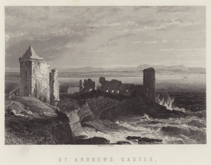 St Andrews Castle (gravering) af English School