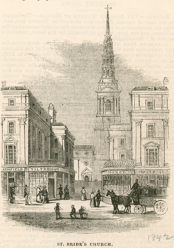 St Brides Church, Fleet Street, London af English School