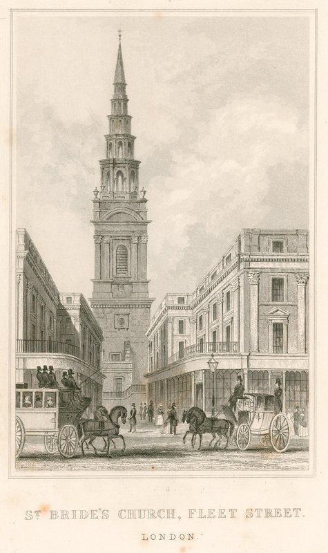 St Brides Church, Fleet Street, London af English School