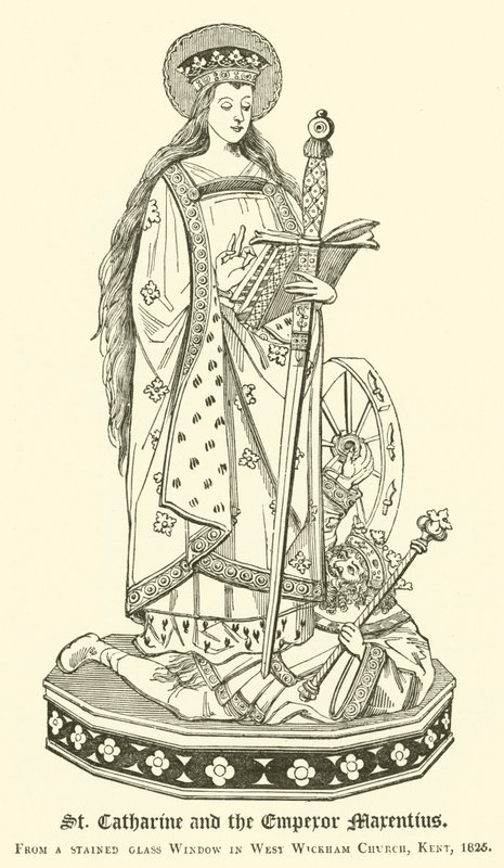 St. Catharine og kejser Marentius (stik) af English School