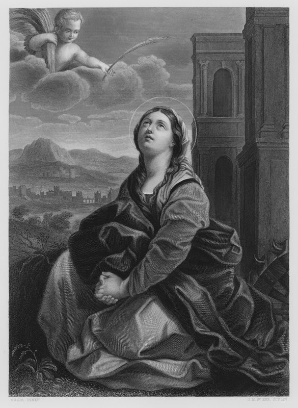 St Catherine, fra billedet i Den Kongelige Samling (gravering) af English School