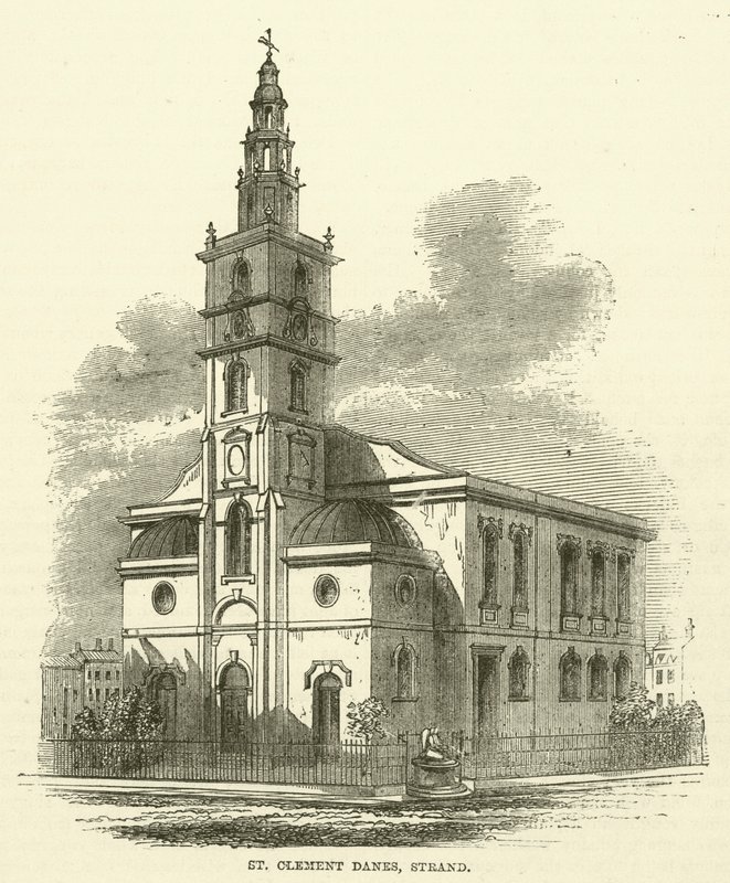 St Clement Danes, Strand (kobberstik) af English School