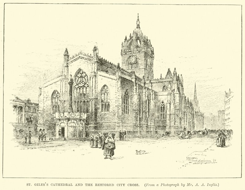 St Giles Cathedral og det restaurerede City Cross af English School