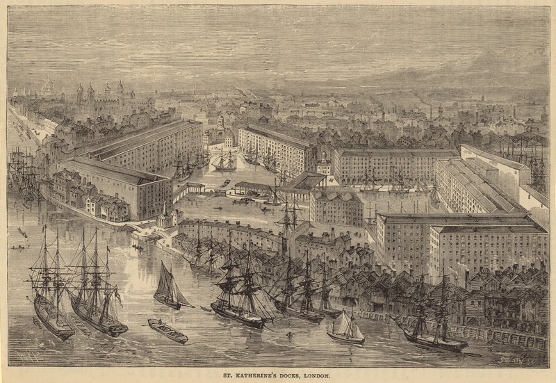 St Katherines Docks, London af English School
