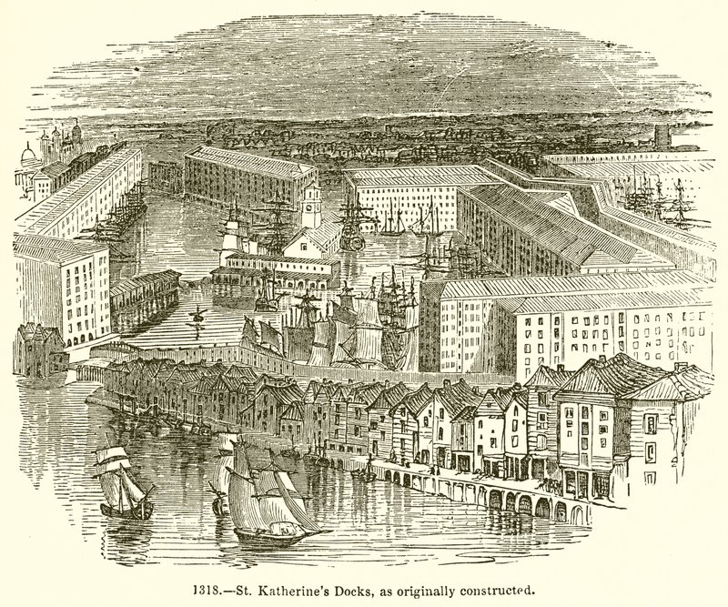 St. Katherines Docks, som oprindeligt bygget af English School