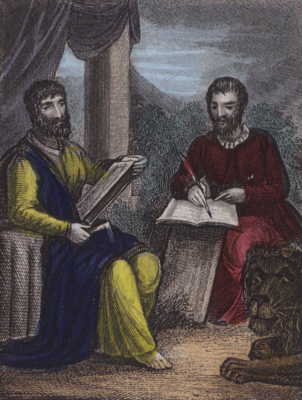 St Matthew, St Mark (farvet gravering) af English School