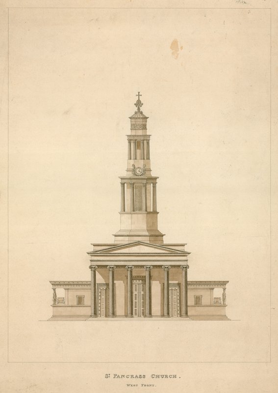 St Pancras Church, London; vestfronten af English School