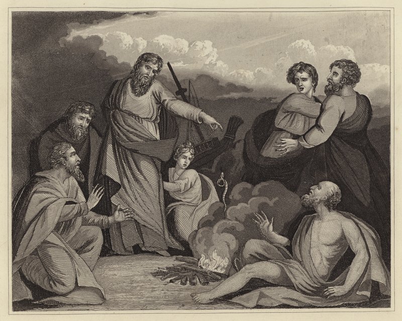 Sankt Paulus ryster hugormen fra sin hånd (gravering) af English School