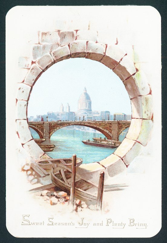 St Pauls Cathedral and Thames, julekort af English School