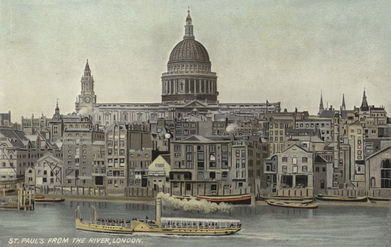 St Pauls fra floden, London af English School