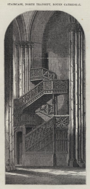 Trappe, nordlige tværskib, Rouen-katedralen (gravering) af English School