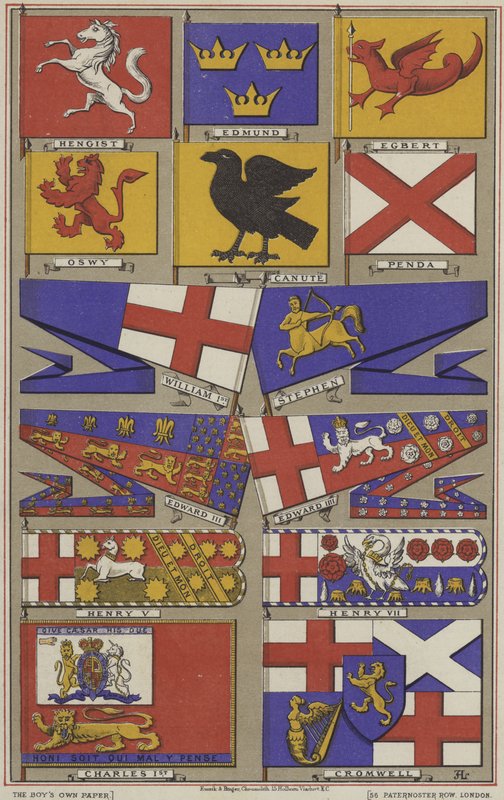 Standards of Old England (farve litho) af English School