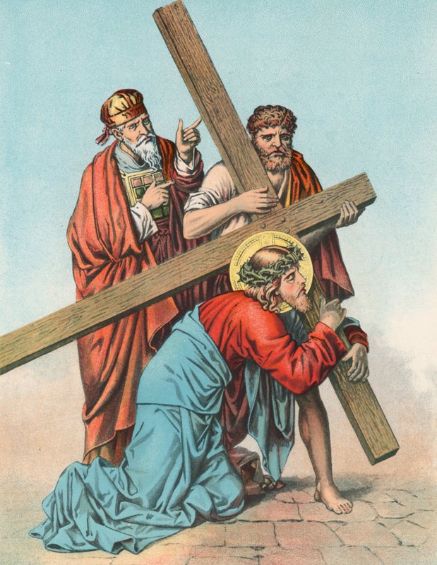Station III Jesus falder første gang under korset af English School