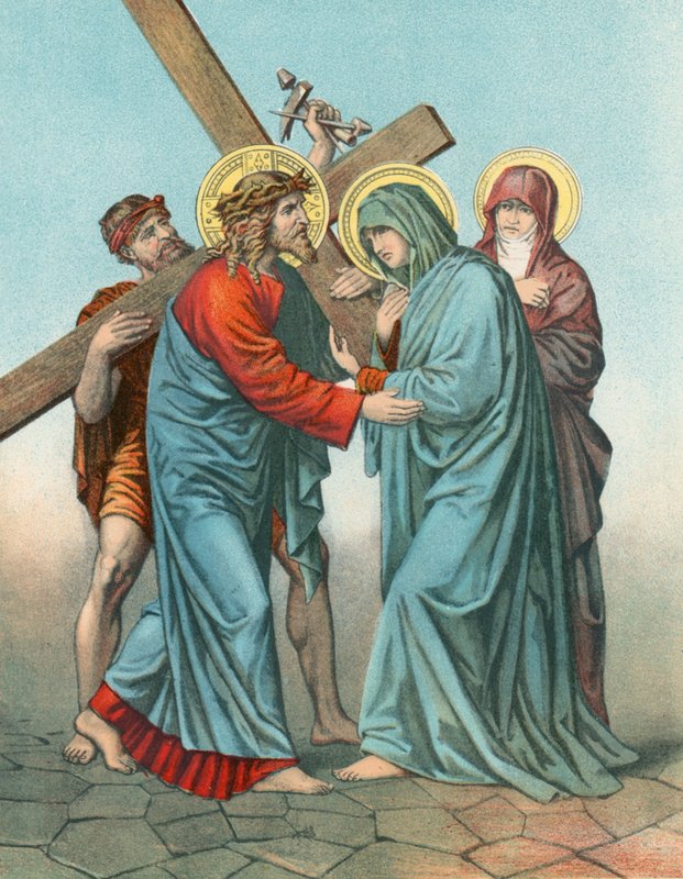 Station IV Jesus bærer korset, møder sin mest ramte mor af English School