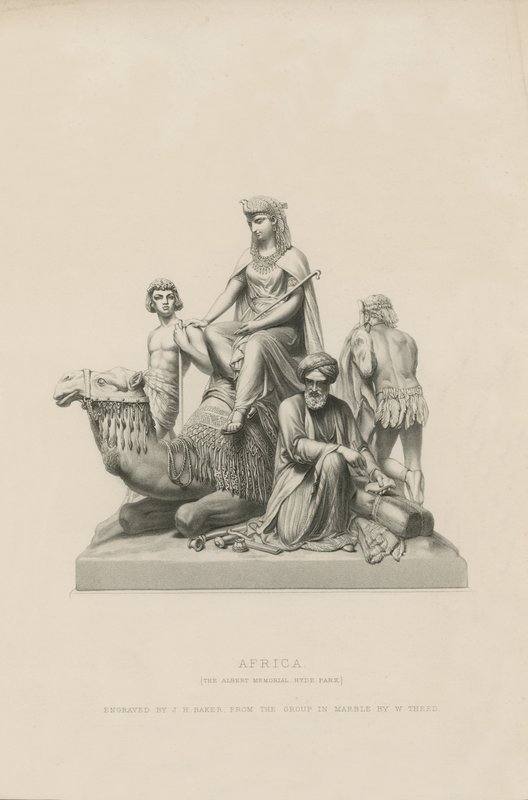Statue, der forestiller Afrika, som pryder Albert Memorial af English School