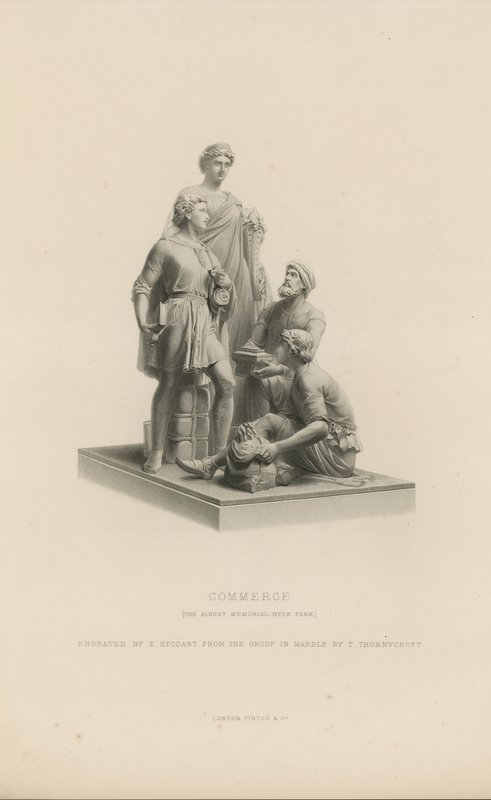Statue af Commerce, som pryder Albert Memorial af English School
