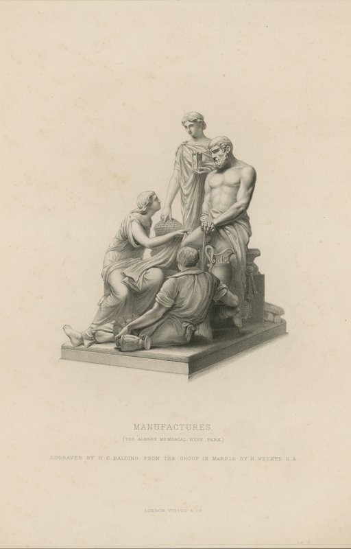 Statue, der afbilder Manufactures, som pryder Albert Memorial af English School