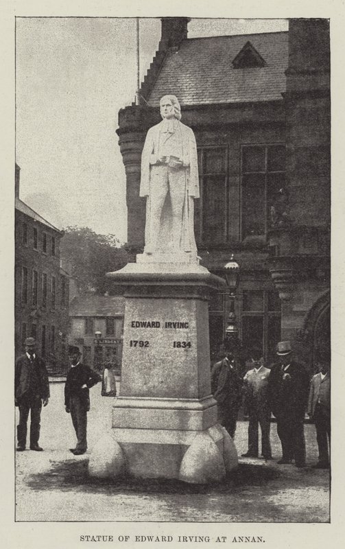 Statue af Edward Irving ved Annan (gravering) af English School