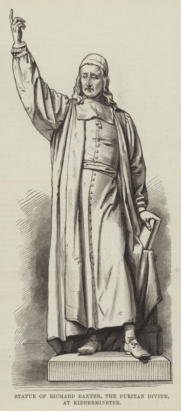 Statue af Richard Baxter, den puritanske guddommelige, ved Kidderminster (gravering) af English School