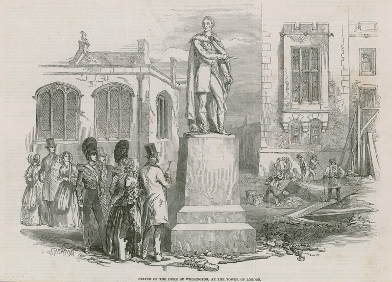 Statue af hertugen af Wellington ved Tower of London af English School