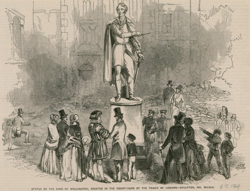 Statue af hertugen af Wellington, rejst i gården til Tower of London af English School
