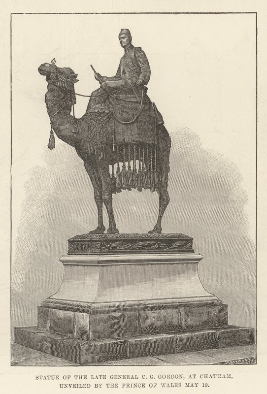 Statue af den afdøde general C G Gordon i Chatham, afsløret af prinsen af Wales af English School