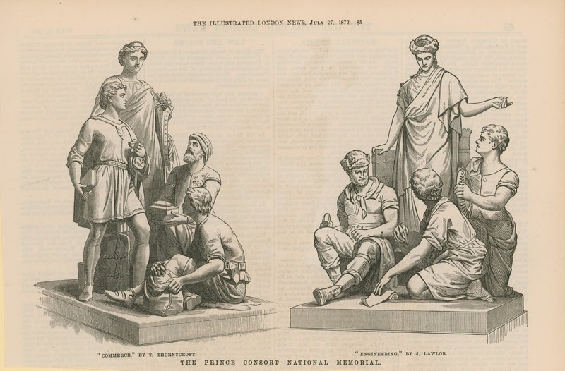 Statuer, der forestiller handel og teknik af English School
