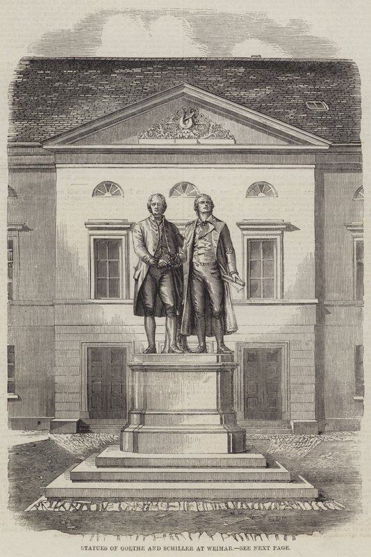 Statuer af Goethe og Schiller i Weimar (gravering) af English School