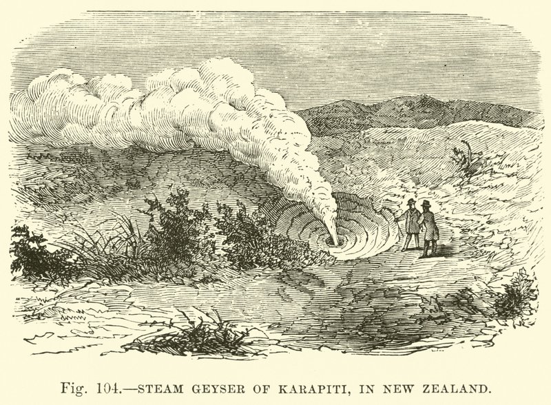 Steam Geyser of Karapiti,in New Zealand  af English School
