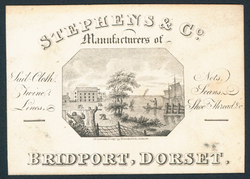 Stephens & Co, producenter af sejldug, net, sejlgarn, liner og skotråd, handelskort af English School