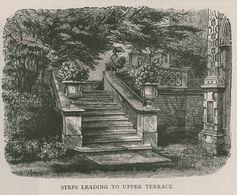 Trappe, der fører til øverste terrasse, Holland House af English School