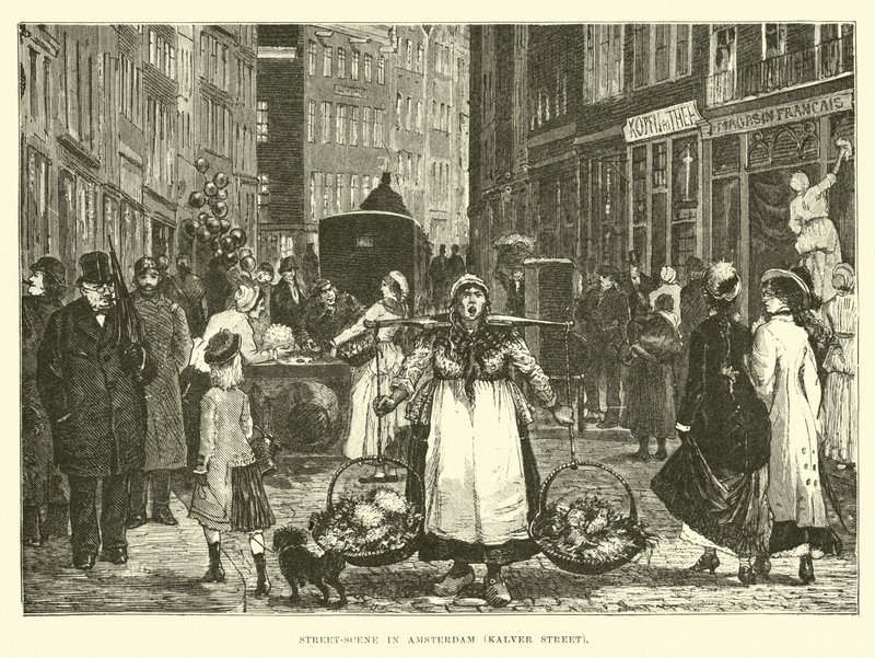 Street-scene in Amsterdam, Kalver Street  af English School