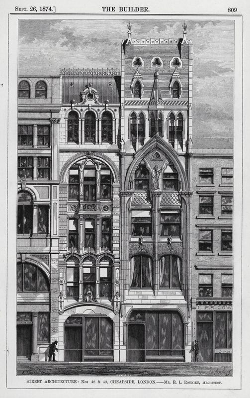 Street Architecture, nr. 48 og 49, Cheapside, London (gravering) af English School