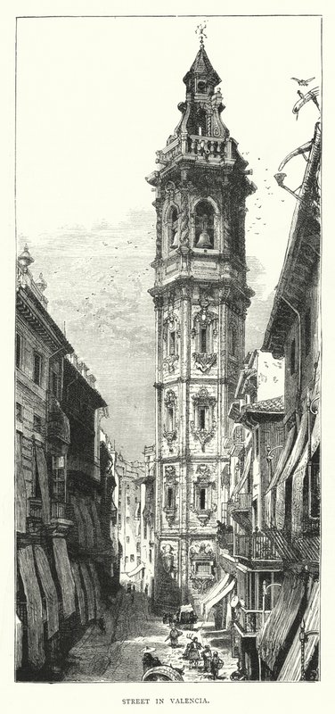 Gade i Valencia (gravering) af English School