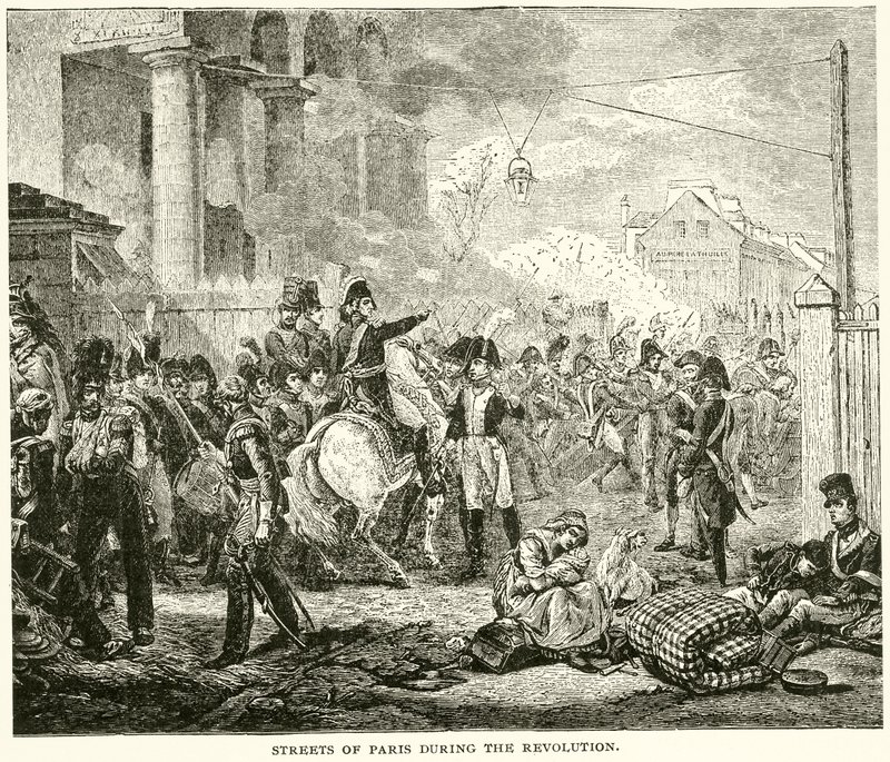 Gaderne i Paris under revolutionen (gravering) af English School