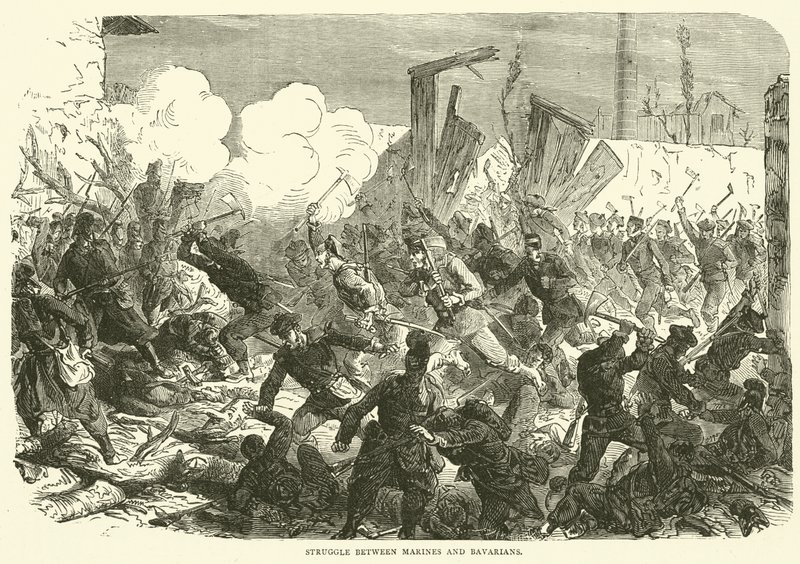 Kamp mellem marinesoldater og bayere, december 1870 af English School