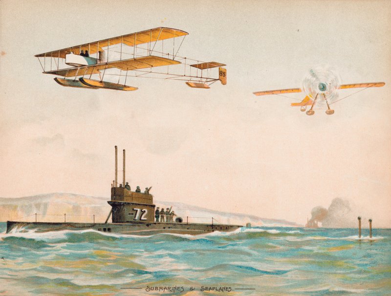Ubåde og vandflyvere (chromolitho) af English School