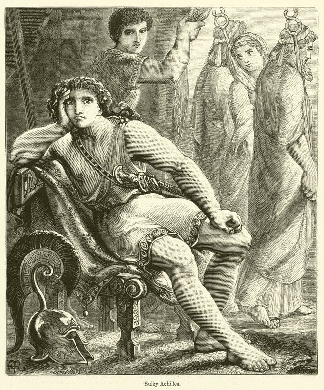 Sulky Achilles (gravering) af English School