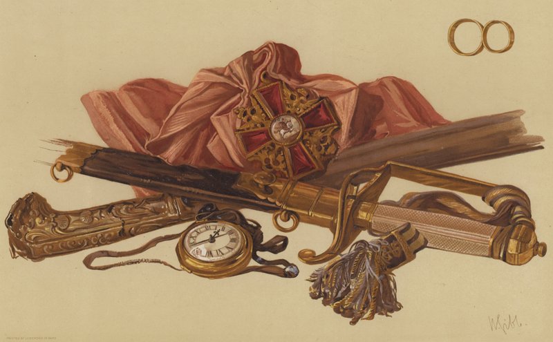 Admiral Viscount Duncans sværd og relikvier (chromolitho) af English School