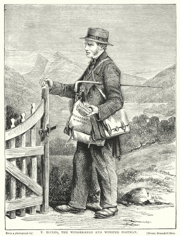 T Eccles, postbuddet fra Windermere og Winster (kobberstik) af English School