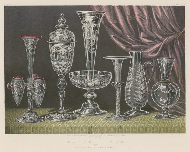 Bordglas af Mrs J Powell and Sons, London af English School