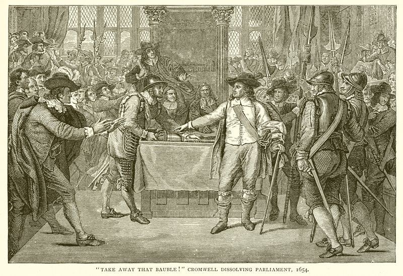Tag den kugle væk! Cromwell opløser parlamentet, 1654 af English School