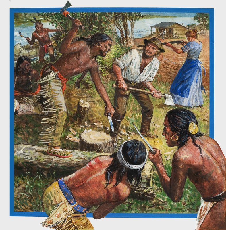 Tales of the Wild West (gouache på papir) af English School