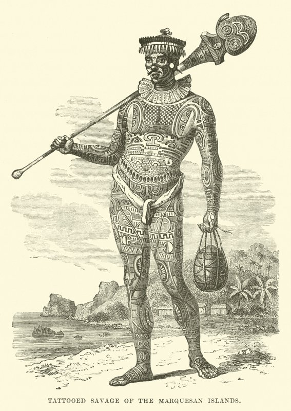 Tatoveret Savage of the Marquesan Islands af English School