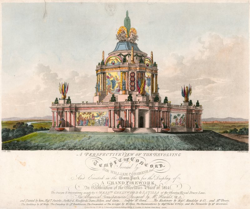 Temple of Concord opført for freden i 1814 af English School