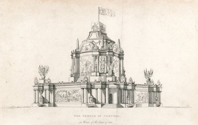 Temple of Concord for the Peace of 1814 af English School
