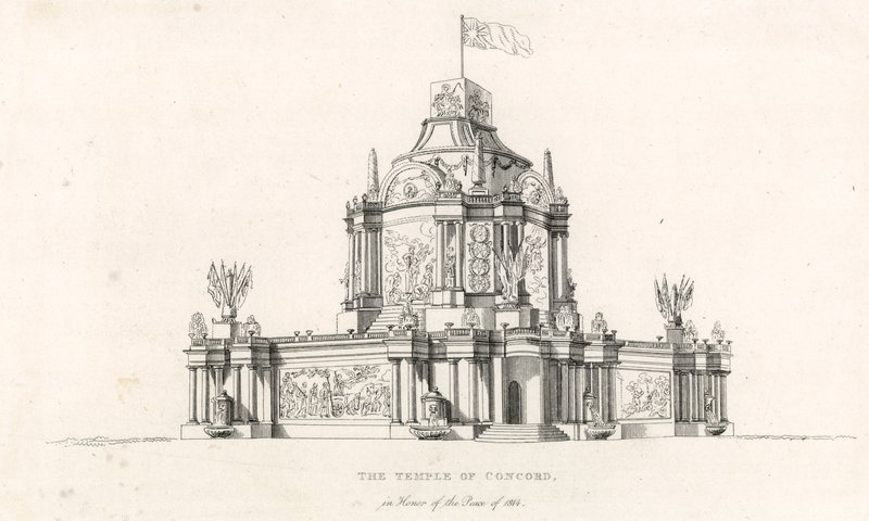 Temple of Concord for at fejre freden i 1814 af English School