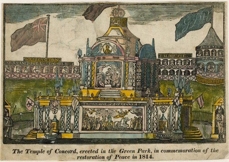 Temple of Concord for at fejre freden i 1814 af English School