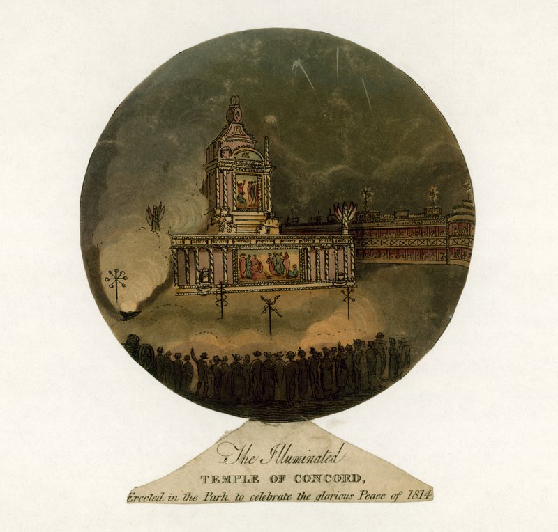 Temple of Concord for at fejre freden i 1814 af English School