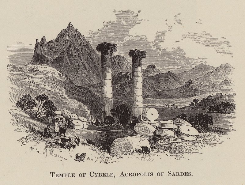 Cybele-templet, Akropolis i Sardes (gravering) af English School